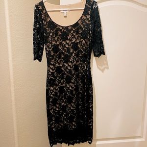 Badgley Mischka black lace sheath dress